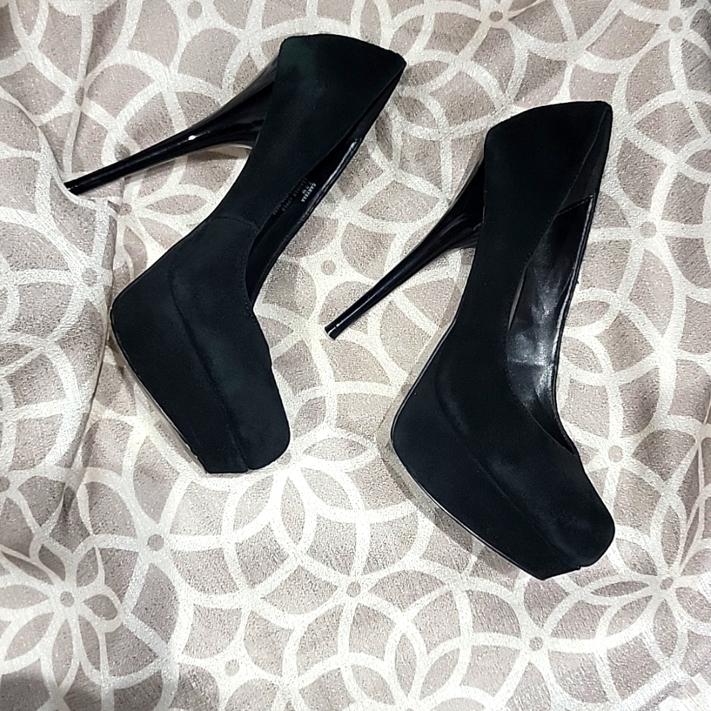 Steve Madden Whimsigoth leather Upper Caryssa Black Suede  Shoes 7.5 - Picture 5 of 10